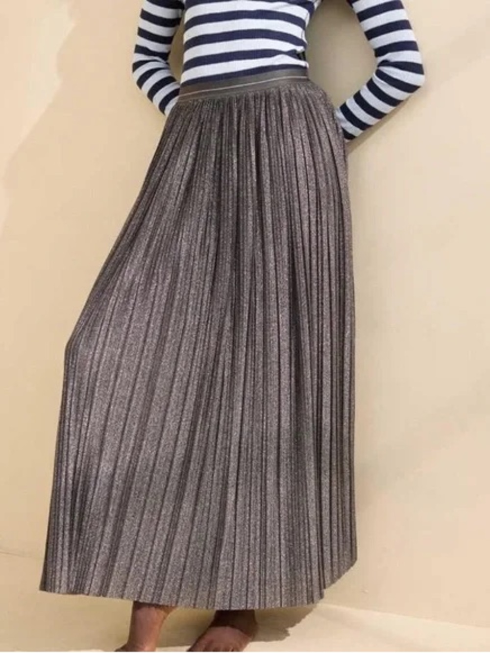 Aerie Pleated Metallic Shimmer Skirt